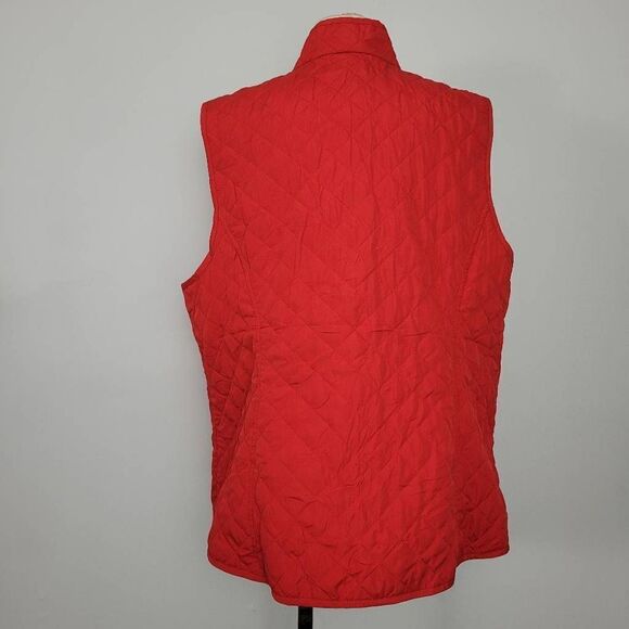 J. Jill Red Heritage Quilted Vest Sz 2X Lightweight Sleeveless Full Zip Front - Picture 3 of 8